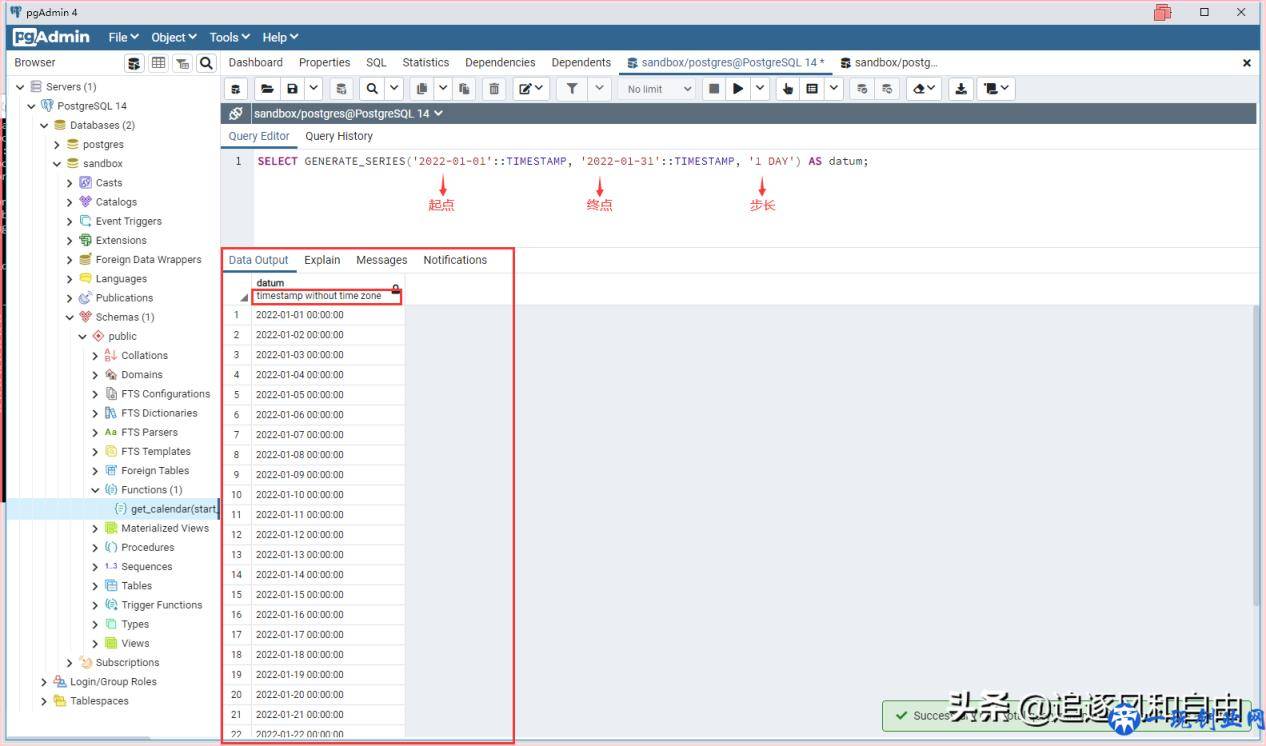 用PostgreSQL生成日历表（Calendar Table）