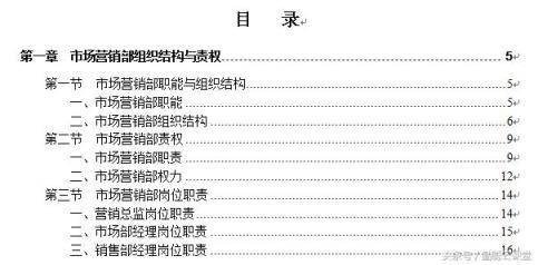 管理工具：营销部架构 权责 制度 表格全套标准 一文在手管理无忧