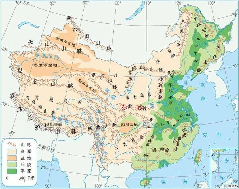 秦岭山脉走向地图全图(秦岭山脉地图高清版电子图)