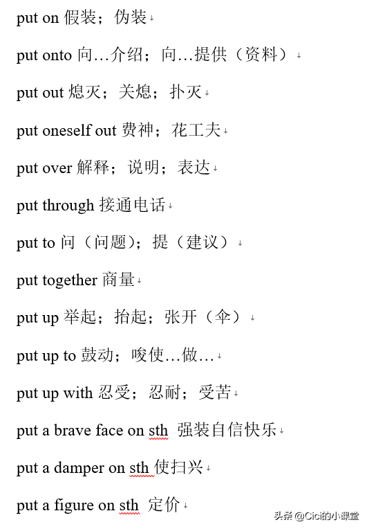 put up with后面加什么(Put的固定搭配)