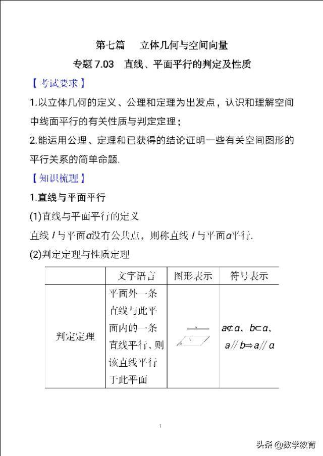 线面平行推线线平行(直线与平面平行判定及性质)