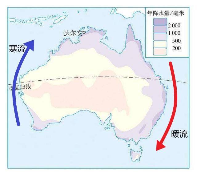 澳大利亚气候分布图(为何澳大利亚东、西岸气候不同)