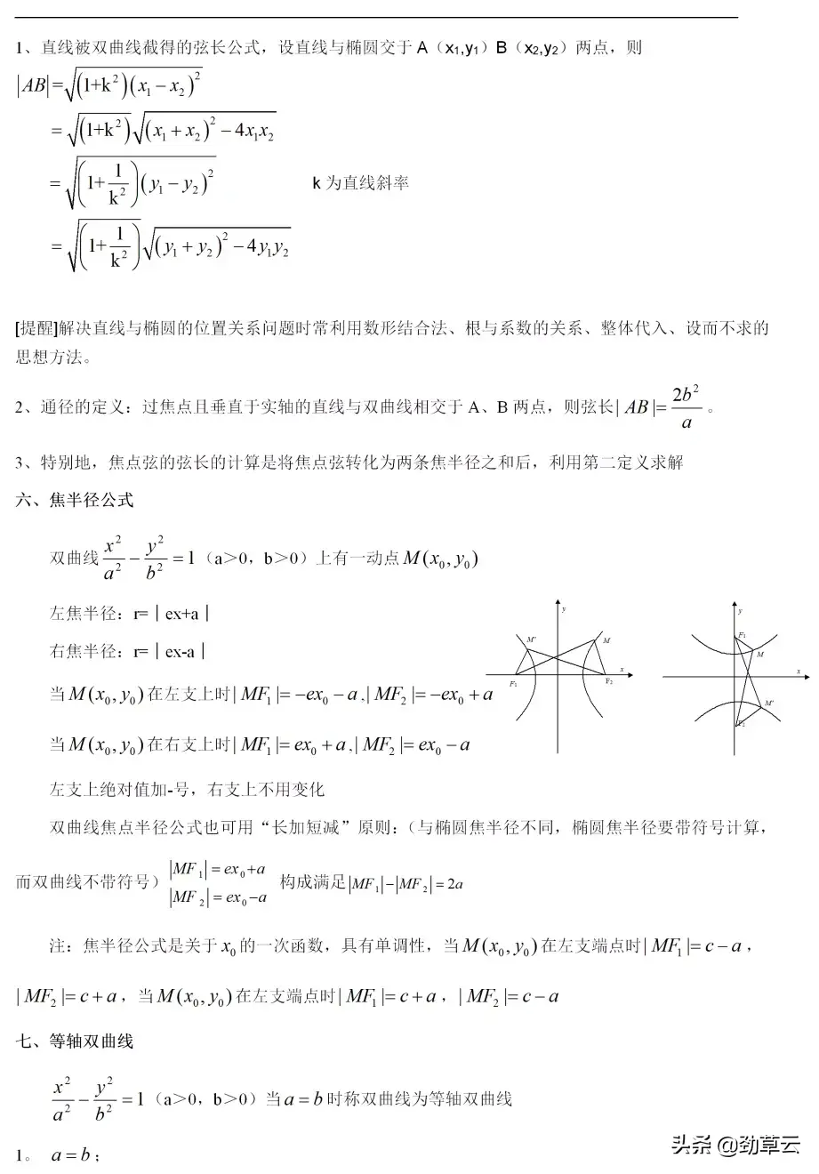 双曲线的准线画在哪(表格总结双曲线全部知识点)