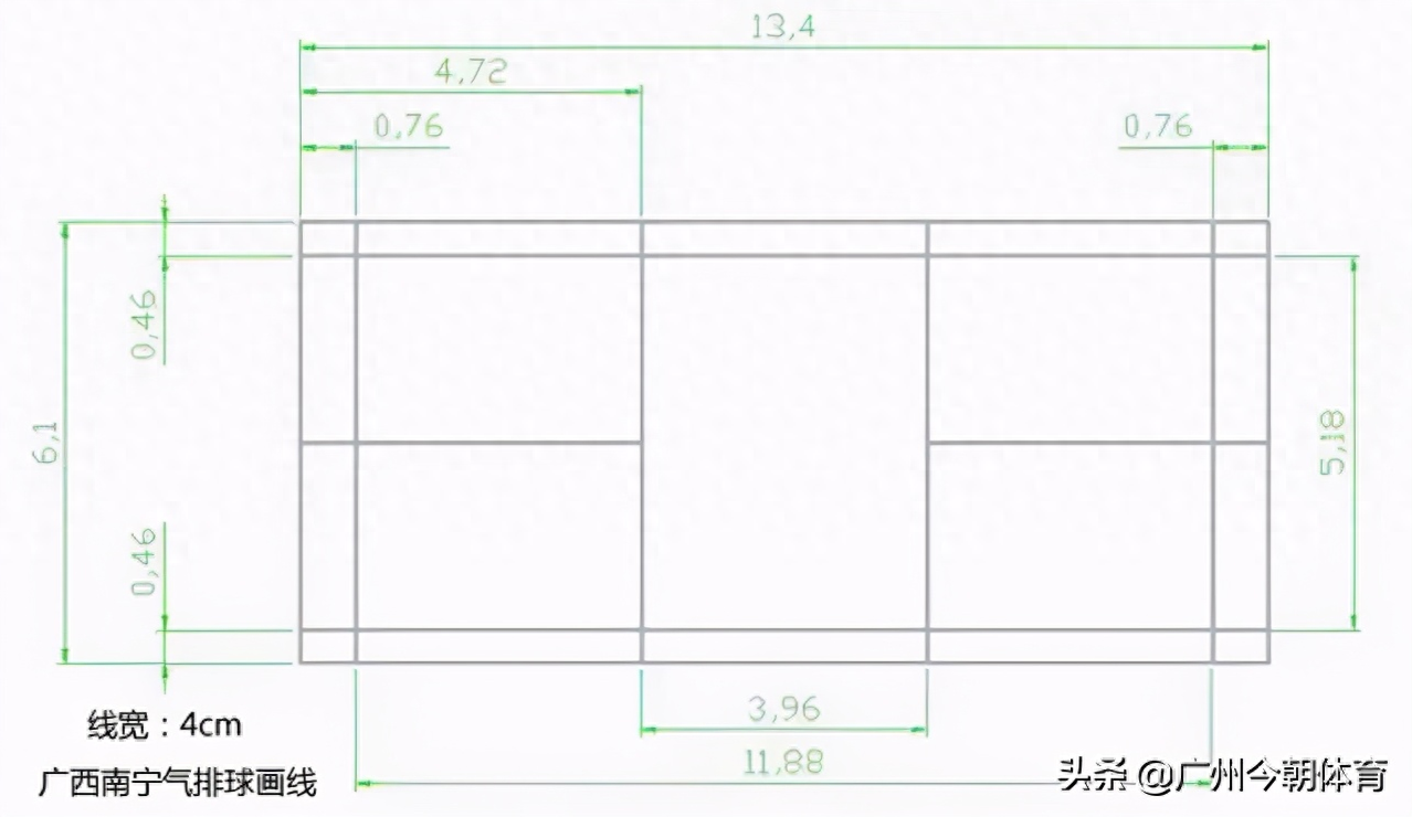 气排球场地标准尺寸图(气排球场地画线图)